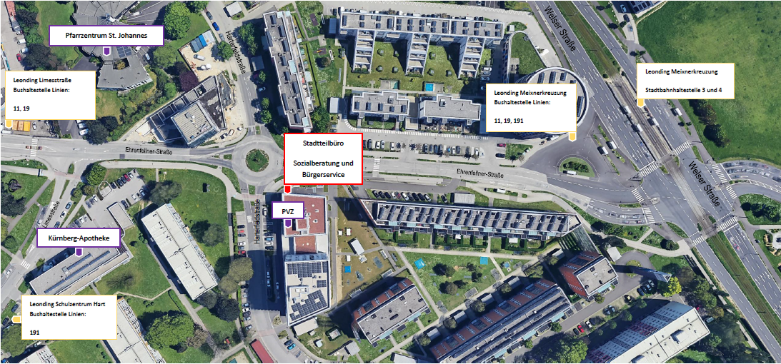 Wegbeschreibungsbild zum Stadtteilbüro